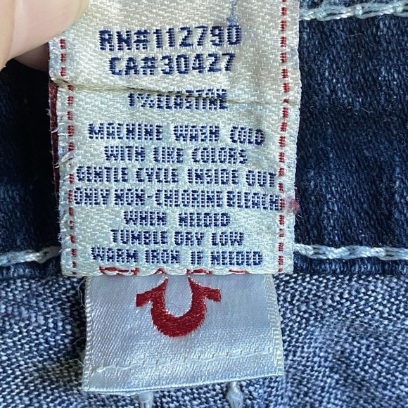 True Religion Disco Billy Big T Jeans Women's Size 28 Bootcut Dark Wash USA Made - Picture 9 of 14